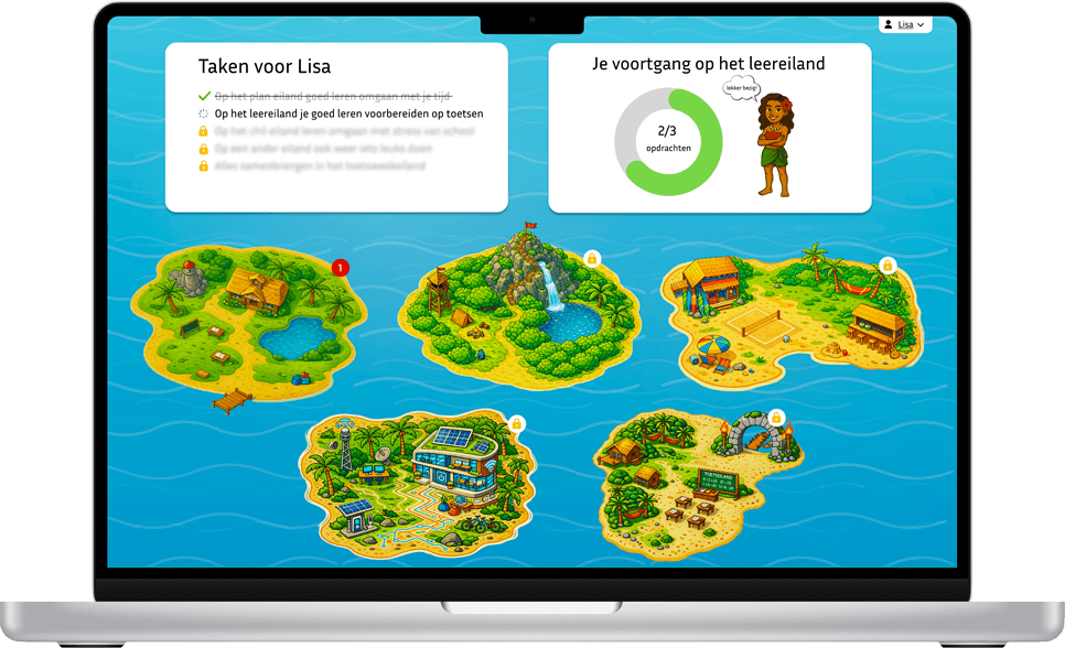 Het eilandenoverzicht in de leeromgeving van Brugklasbaas